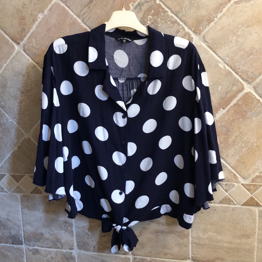 Unique Spectrum Navy and White Dot Top - XL